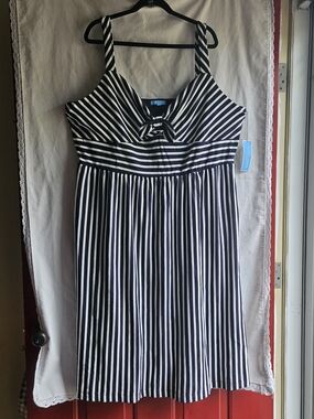 DRAPER JAMES NAVY STRIPE DRESS 3X NWT